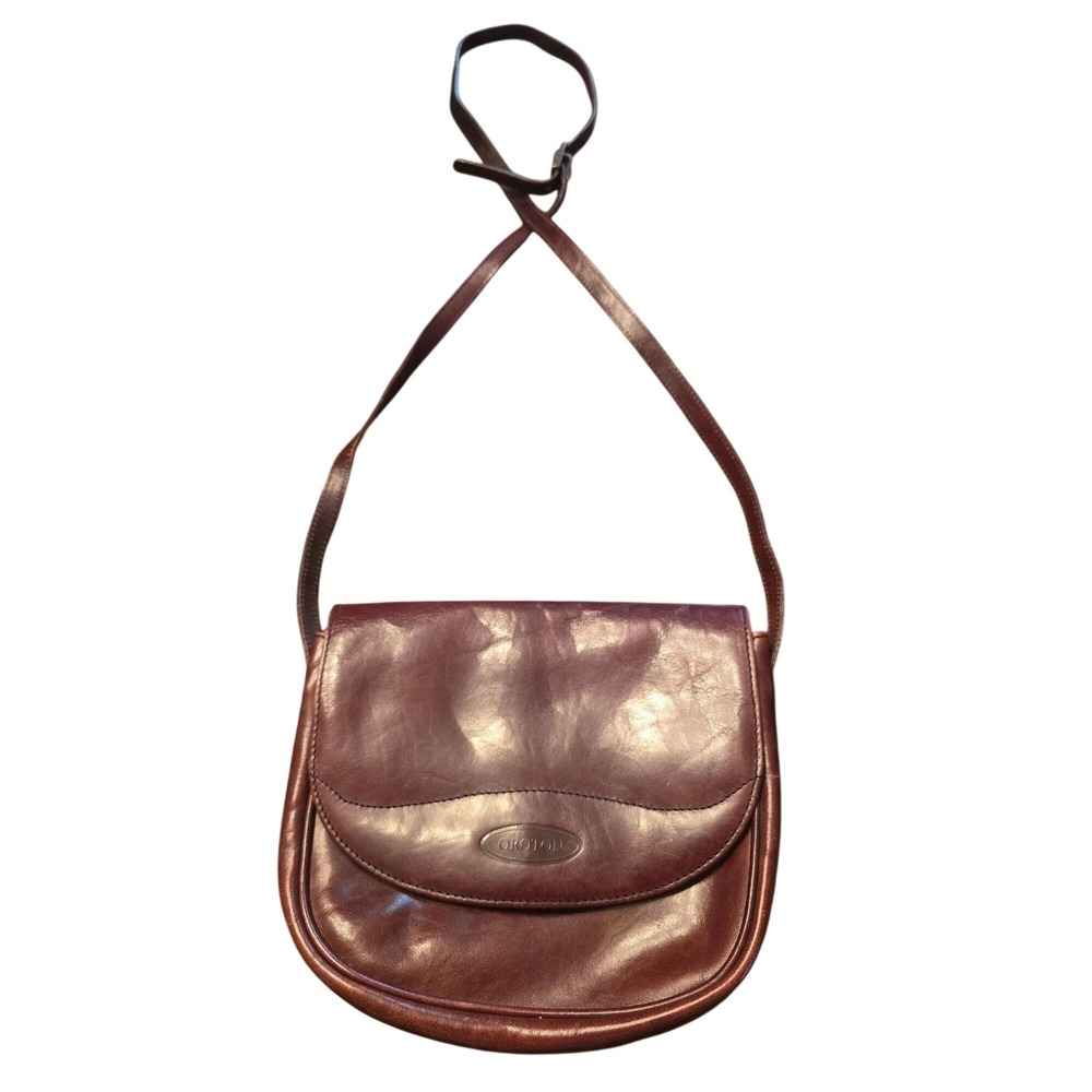 Rare Vintage Australian OROTON Rich Brown Leather Crossbody Shoulder bag Unisex